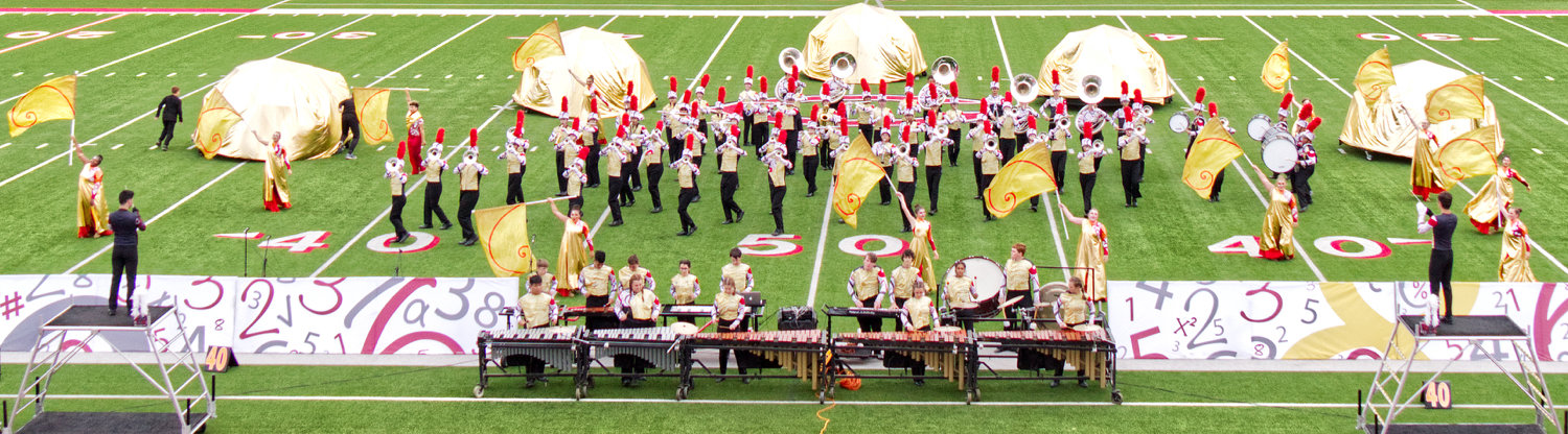 The Winnsboro High School marching band performs at Saturday’s area competition in Carthage. They made the finals and placed sixth, missing a trip to state by one spot.